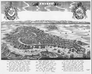 Map of Venice with Three Texts in Latin, Dutch, and French